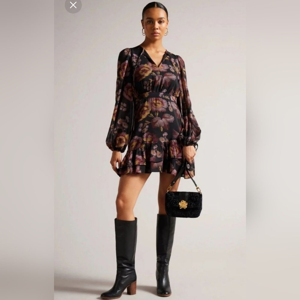 Ted Baker Piara Ruffle Asymmetric Mini-dress